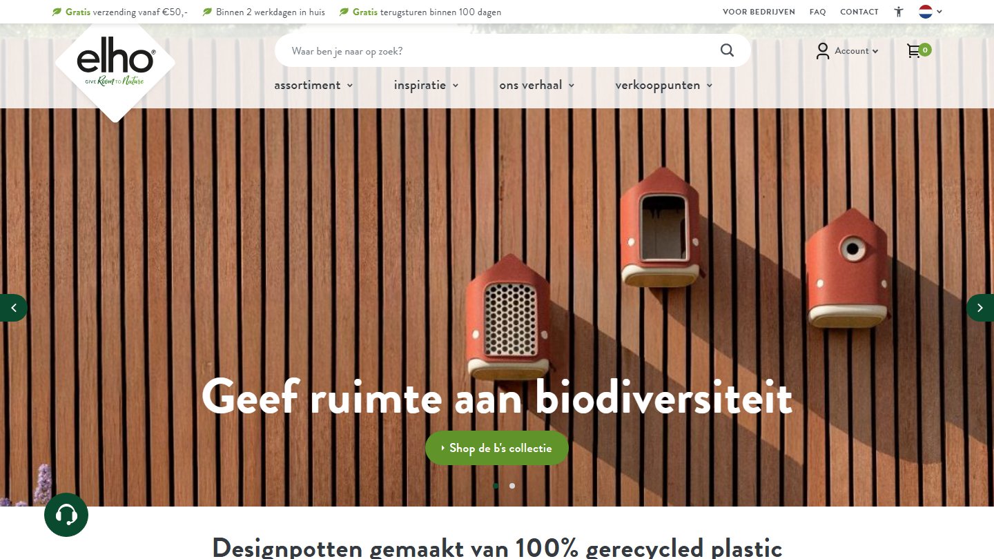 Umbraco website elho.com - Elho internationale retail- en e-commerce site met PIM-koppeling