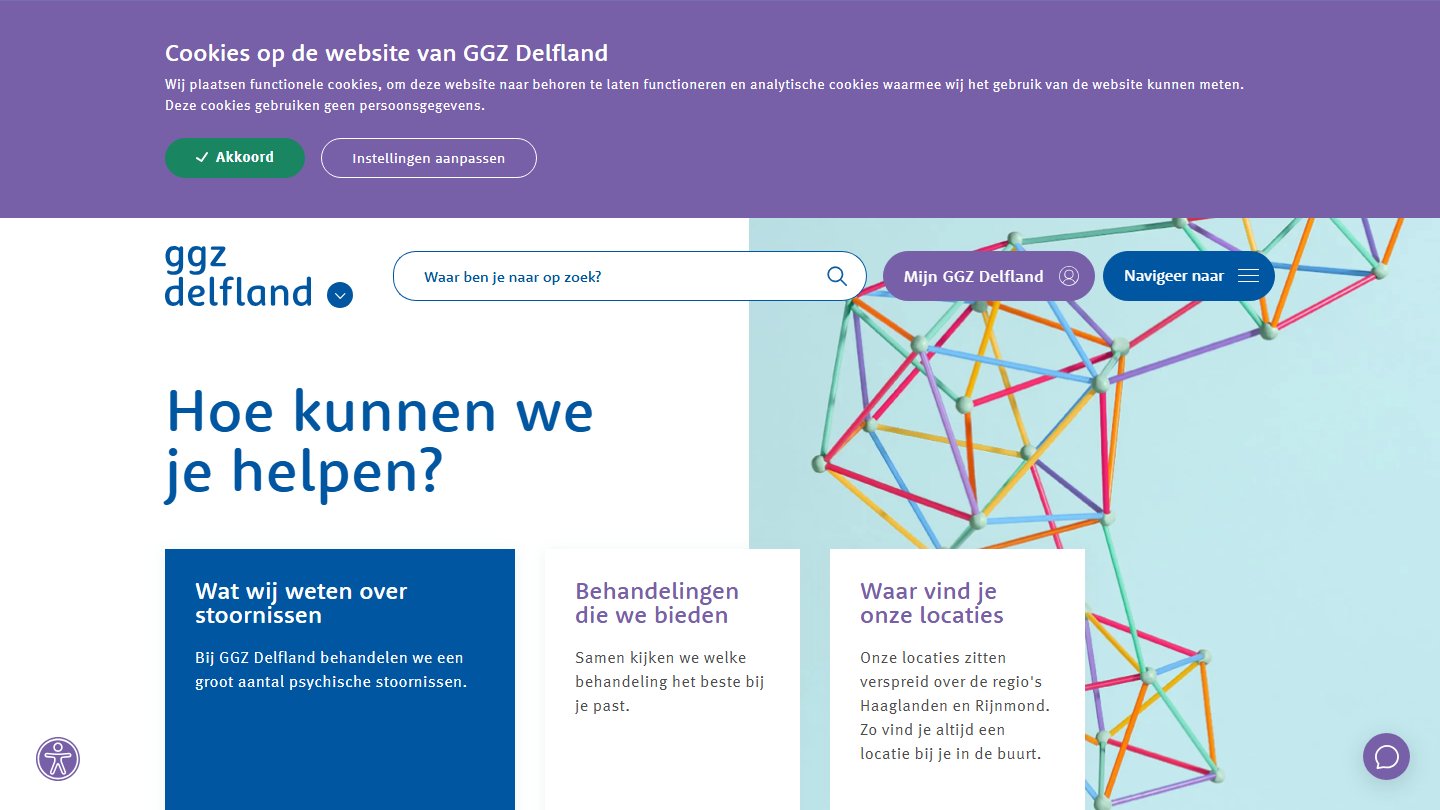 Umbraco website ggz-delfland.nl - GGZ Delfland zorgplatform voor cliënten en verwijzers