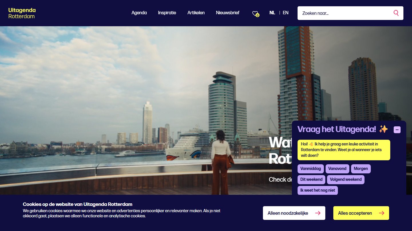 Umbraco website uitagendarotterdam.nl - cultuuragenda Rotterdam met live evenementdata